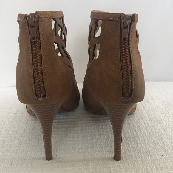 Impo Tanier Tan Caged Open Toe High Heel Zip Back - Picture 6 of 13